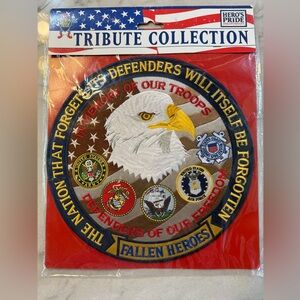 Patriotic Tribute 12” round patch with Eagle Design “Fallen Hero’s”